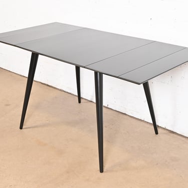 Paul McCobb Planner Group Mid-Century Modern Black Lacquered Extension Dining Table, Newly Refinished