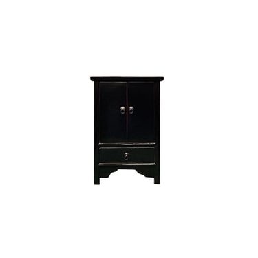 Oriental Style End Table Nightstand with a Gloss Black Lacquer Surface ws3788E 