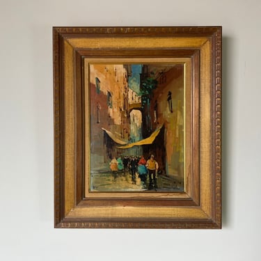 60’s Vintage Dileo Venice Street Impressionist Oil Painting 
