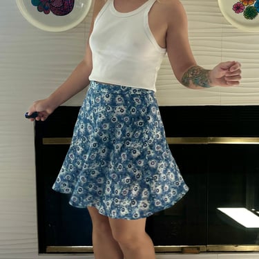 90s Floral Mini Skirt Vintage All That jazz Mini Skirt Vintage Blue Floral Mini Skirt 90s Flared Mini Skirt Blue Floral Skirt 90s Boho Skirt 
