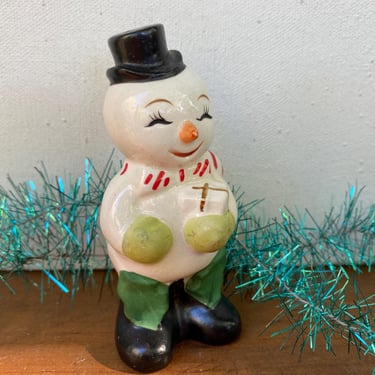 Vintage Snowman Lone Salt Shaker, No Mate, Kitsch Christmas, Snowman Figurine Missing Mrs. Snowlady, Japan, Could You Have Her Mate? 