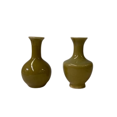 2 x Chinese Clay Ceramic Ware Wu Tan Taupe Color Small Vase ws2812E 