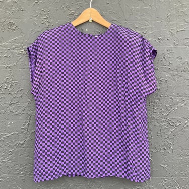 Purple and Black Checkered Top