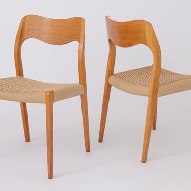 2 Niels Møller Chairs #71 Oak 1950s - Danish, Vintage 