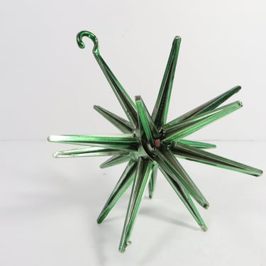 Vintage Sputnik Starburst Satellite Bradford Ornament - Hard Plastic Sputnik Starburst Green Ornament 