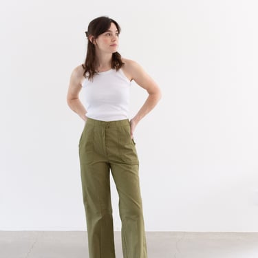 Vintage 27 28 Waist Olive Green Utility Army Pants | Unisex Utility Fatigues Military Trouser | F495 