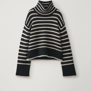 The Fleur Sweater - Black/Sand Stripe