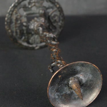Antique Japanese Beppuzaiku bronze candle stand sculpture 1750 lost wax art 