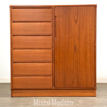 Danish Modern Teak Armoire Dresser by Tørring 