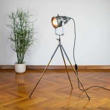 Mid-century Adjustable Floor Lamp | 70's Standing Light | Vintage Industrial  Lamp |  Tripod Desk Table Office Spotlight 