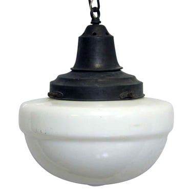 Vintage 14 in. White Milk Glass Globe Pendant Light