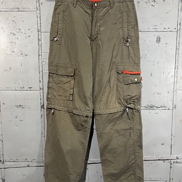 Vintage Y2K Utility zip off track pants baggy Loose Fit Sportswear Athletic Y2K Aesthetic Streetwear Sage green size 34x32 