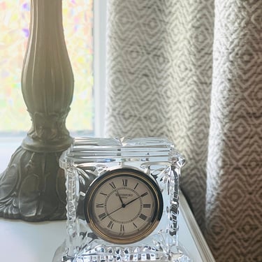 Small Colonade Waterford -Made in Ireland Footed Crystal Table Mantle Clock, Luxury Crystal Gifts by LeChalet