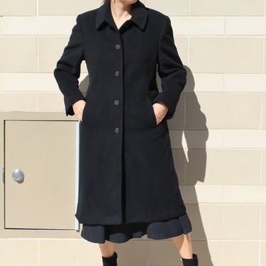 Vintage 1990s Regency Black Cashmere Coat, Medium Women, Winter Coat 