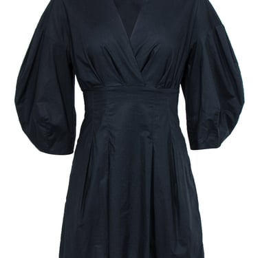 Ba&sh - Black Surplice Puff Sleeve Cotton Dress Sz 0