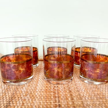 Set of Six MCM Tortoiseshell Glassware
