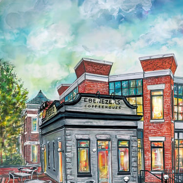 Ebenezer's Coffee House Capitol Hill Print by Cris Clapp Logan - Gicleé Print 