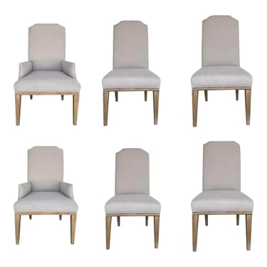 Organic Modern Faux Linen Dining Chairs Set of Six