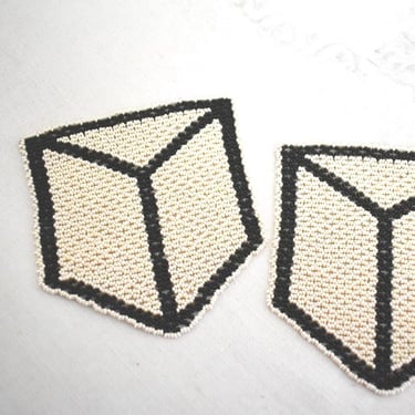 1930s NOS Pair of Beaded Pocket Appliques 