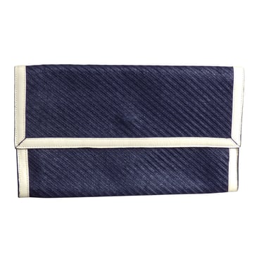 NEIMAN MARCUS- 1970s Navy Raffia Afternoon Clutch