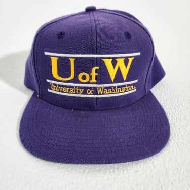 Vintage "U of Wa" UW Huskies Wool Snapback Hat
