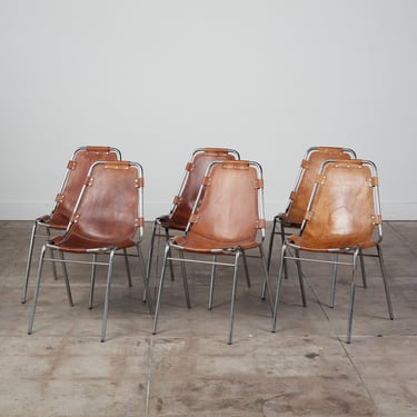 Dal Vera "Les Arcs" Set of Six Chairs Selected by Charlotte Perriand 