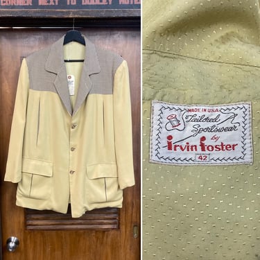 Vintage 1950’s Size L Two-Tone Gabardine Hollywood Leisure Rockabilly Jacket, “Irvine Foster” Label, 50’s Vintage Jacket 