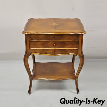 Antique French Louis XV Style Mahogany Sewing Stand Nightstand with Lift Top