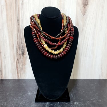 Beaded Necklace Monies Style with a Faux Horn Clasp 