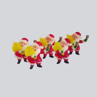 Vintage Dancing Santa Toppers • Hard Plastic Cake Decorations • Holiday Craft Supplies • SwirlingOrange11 