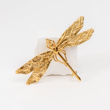 Gold Plated Sterling Silver Dragonfly Brooch