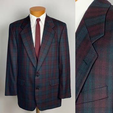 Vintage Men’s Tartan Plaid Wool Blazer Sports Coat Size 48R 