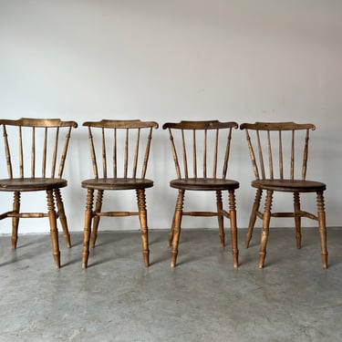 Edwardian Swedish Ibex Solid Beech Penny Dinning Chairs - Set of 4 