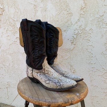 Vintage Leather Snakeskin Cowboy Boots 