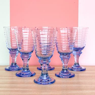 Set of Six Pretty Blue Goblets