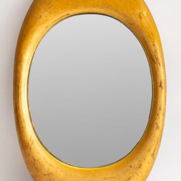 Mid-Century Modern Oval Giltwood Mirror
