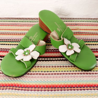 Kelly Hawaii Leather Flower Sandals 6