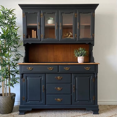 Vintage Solid Maple Hutch Buffet China Cabinet by Young Republic ...