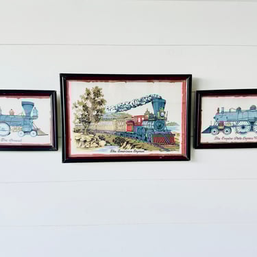 American Train Framed Pictures Set of 3 