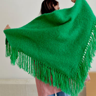 mohair kelly green triangle shawl scarf 