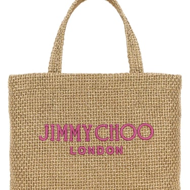 Jimmy Choo Women Gold Rafia Mini Beach Shopping Bag