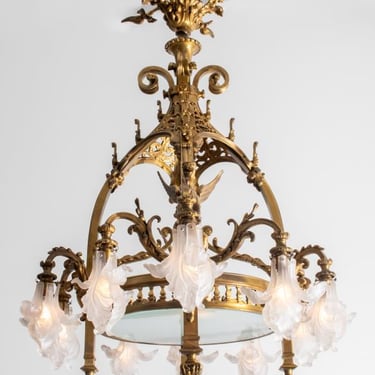 French Gothic Revival 12-Light Ormolu Chandelier