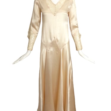 1920s Ivory Silk &amp; Lace Wedding Dress, Size-4