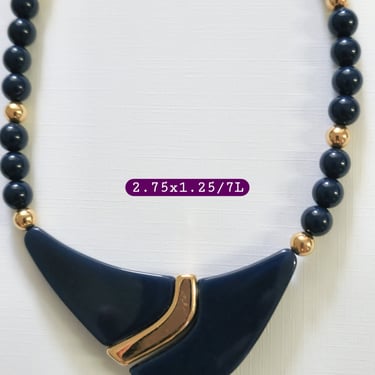 Vintage NAPIER necklace Blue and Gold Jewelry 