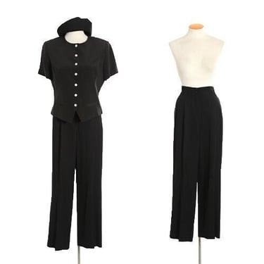 Vintage 90s black wool blend high waist slacks 