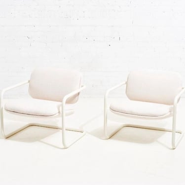 Boucle Postmodern Tubular Lounge Chairs, 1970