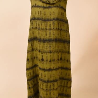 Green Linen Cowl-Neck Maxi Dress, XL