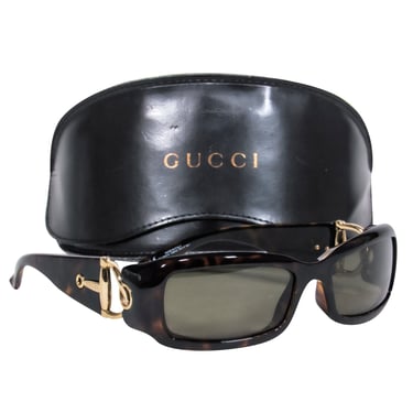 Gucci - Tortoise Rectangle Sunglasses w/ Horsebit Arm Details