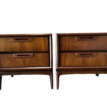 Free Shipping Within Continental US - Pair of Mid-Century Modern American Walnut and Oak Two Drawers Night Stands End Tables 