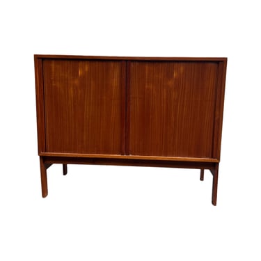 Free And Insured Shipping Within Continental US - Vintage Danish Modern Tambour Door Record Cabinet of Credenza Imported 